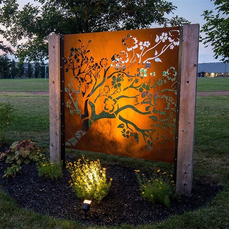 Corten Steel Fence Gate Garden Panel Sheet Light Raised Garden Bed Door