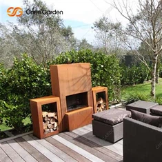 Duży kominek ze stali Corten