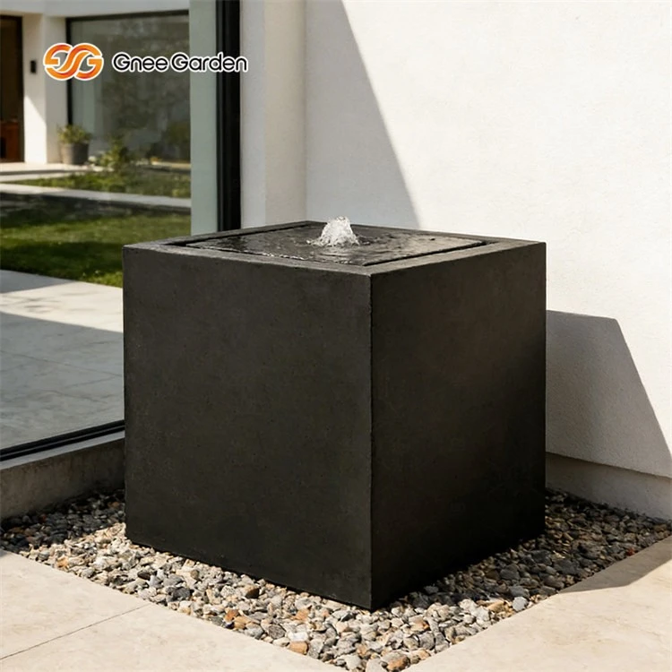 Modern Style Black Steel Water Feature