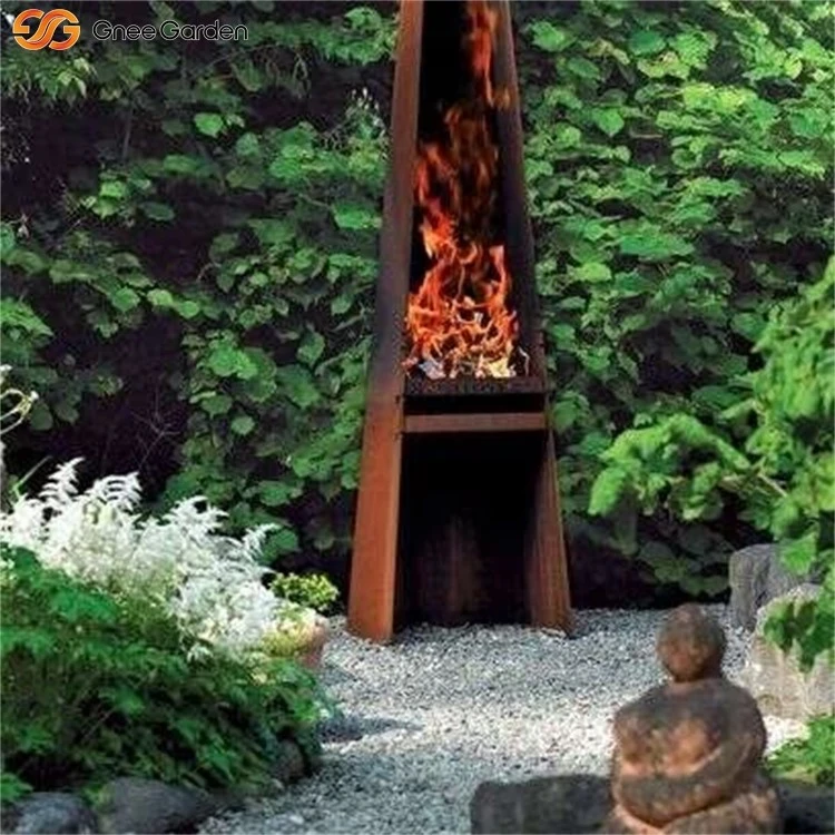 Weathering Steel Modern Fireplace For Garden heating Weathering Steel Modern Fireplace For Garden heating