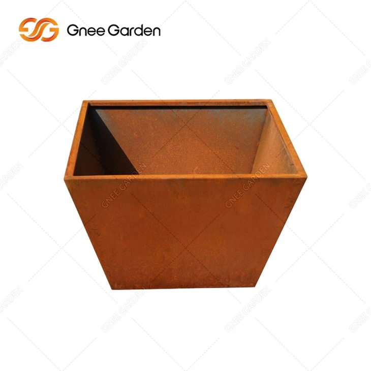 Outdoor Square Metal Planter Corten Steel Flower Pot